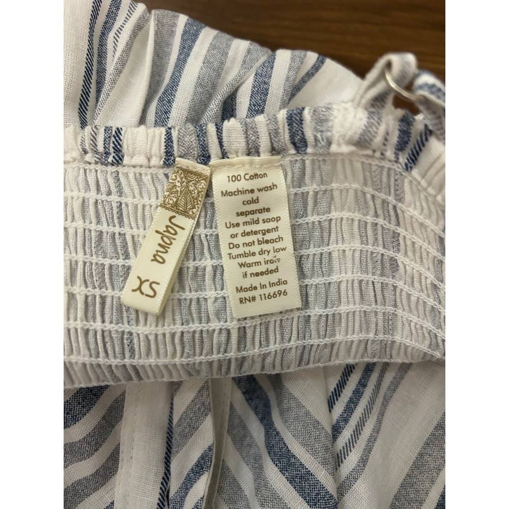 Coastal Breeze Striped Button-Front Midi Dress Womens XS Pockets Smocked Back - Picture 7 of 9